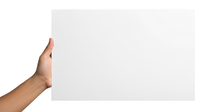 Blank White Sign in Hand PNG Image for Graphic Design