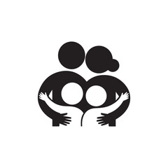 Happy Family Hug Logo Vector Design