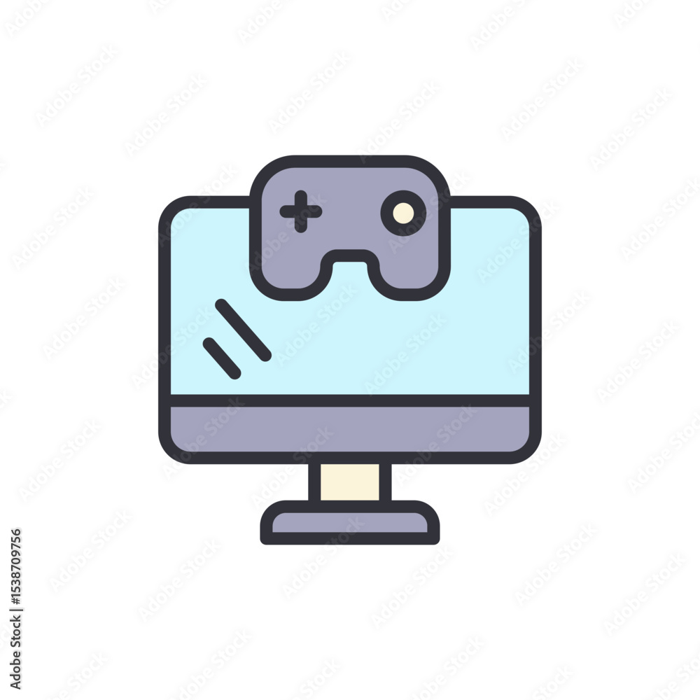 Fototapete Stylized Computer Screen With Game Controller For Interactive Entertainment