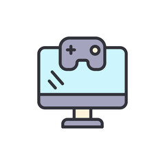 Stylized Computer Screen With Game Controller For Interactive Entertainment