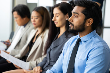 audience or crowd people : Asian indian business man and diverse audience people company employees in meeting conference room