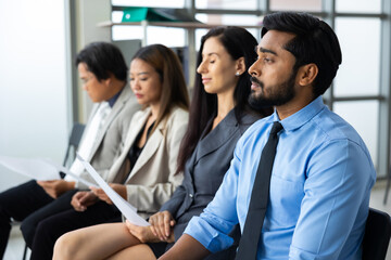 audience or crowd people : Asian indian business man and diverse audience people company employees in meeting conference room