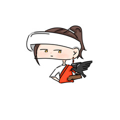 cartoon illustration of a girl with hawk