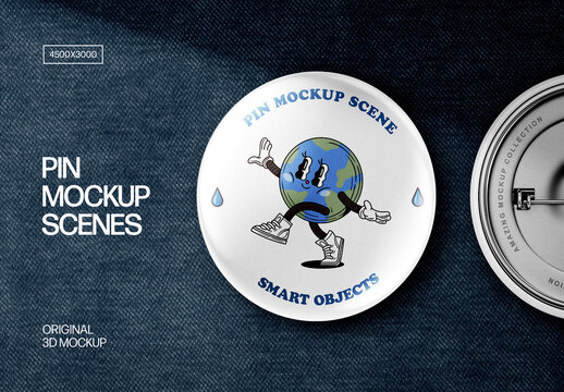 Button Badge Pin Mockup
