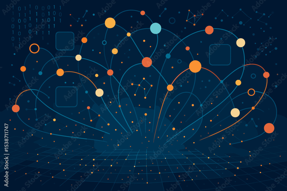 Aufkleber big data abstract vector background. futuristic technology concept with network connections and data