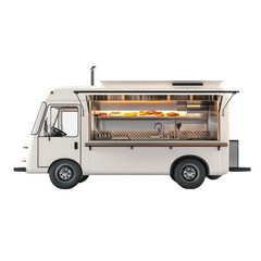 Modern Food Truck Serving Delicious Street Food in a Vibrant Urban Setting on transparent background
