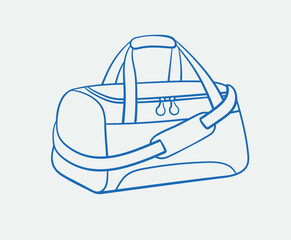 Hand-drawn sports bag. Line art, ink, minimalist style. Vector illustration. Sport collection.