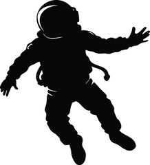 Isolated Silhouette of an Astronaut Floating in Space on a White Background