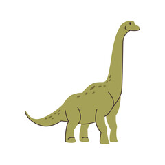 Dinosaur for printing on textiles, paper for design of children clothing. Vector tyrannosaurus with neck, Brontosaurus funny character. Dino dinosaur animal game personage. Apatosaurus big lizard