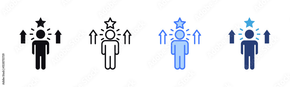 Poster self confidence icon sheet multiple style collection
