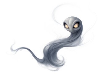 black smoke on white background with ghost