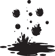 Black dark paint splash vector, ink-like paint droplets and stain, abstract grunge splatter design, artistic messy texture, bold liquid ink splash, dramatic vector stain for backgrounds and effects.