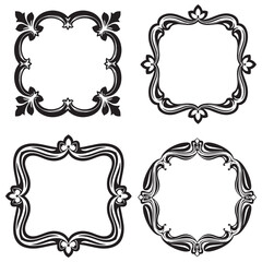 Black And White Decorative Vector Floral Border Packs
