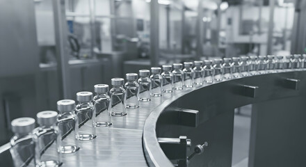 Obraz premium Pharmaceutical Manufacturing Process High Tech Medicine Production Line Industry