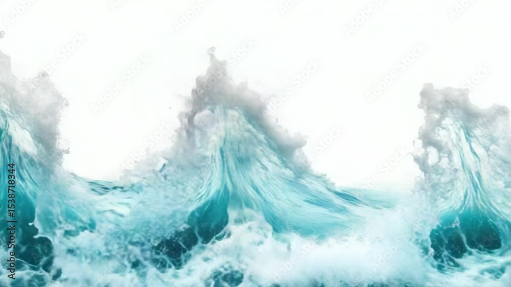 Poster a close-up view of a wave breaking on the surface of the ocean, with sunlight reflecting off the wat
