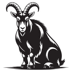Detailed Full-Body Goat Vector Illustration  Elegant Black Silhouette for Wildlife and Agricultural Design Projects  High-Resolution Vector Perfect for Logos, Branding, and Digital Media . Thank You. 