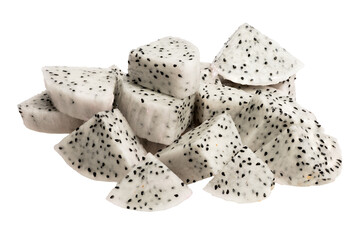 High-resolution photograph of Thai fruit, The slice of dragon fruit, taken with focus stacking...