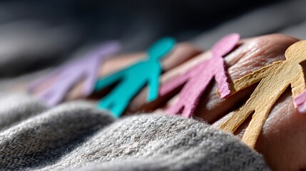 Diverse paper people figures held together by a hand