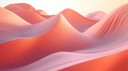 Smooth Abstract Sand Dunes in Pastel Coral Tones and Morning Light