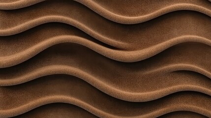 Layered Brown Textile Waves in Abstract Geometric Formation