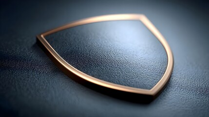 Elegant metallic shield emblem on textured surface