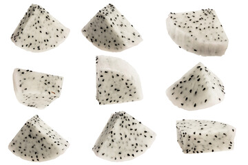 High-resolution photograph of Thai fruit, The slice of dragon fruit, taken with focus stacking...