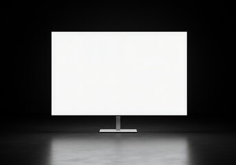Display screen with stand in a dark room
