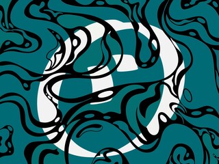 white letter o, alphabet o on dark turquoise abstract background