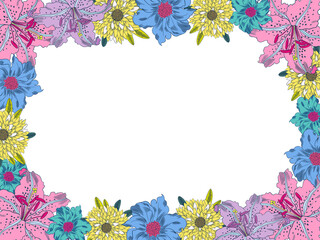 Spring set of cards with drawn cute meadow flowers.