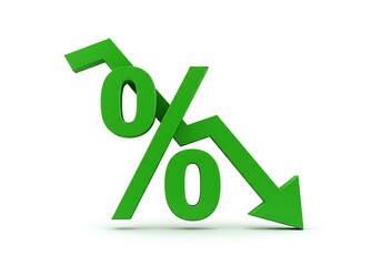 Green percentage sign with downward arrow