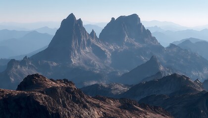 Fototapeta premium Stillness over craggy volcanic ridges moments before extinction event