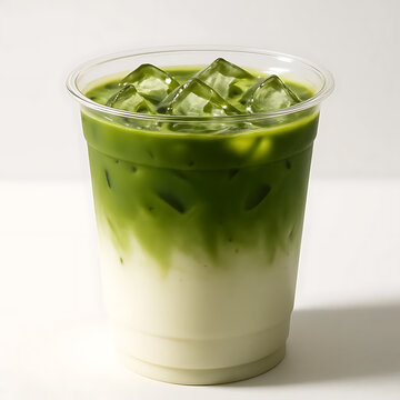 Iced matcha latte with milk