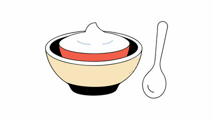 Creamy Dessert in Bowl with Spoon