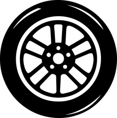 Obraz premium Car Wheel Icon – Vector Tire Symbol for Vehicles and Transport