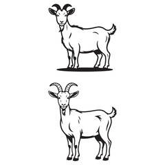 Detailed Full-Body Goat Vector Illustration  Elegant Black Silhouette for Wildlife and Agricultural Design Projects  High-Resolution Vector Perfect for Logos, Branding, and Digital Media . Thank You. 