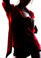 Fototapeta premium A woman in a red shirt