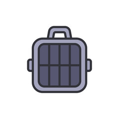 Isolated Pet Carrier Crate With Handle And Metal Grate Door