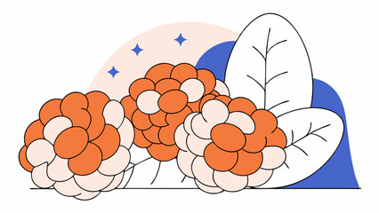 Stylized Orange Flowers with Leaves