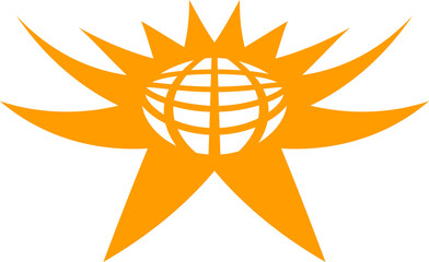 Mobile Orange World abstract concept design. retro futuristic design element. 