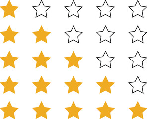 Five star rating icons for reviews and feedback
