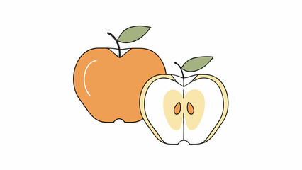 Whole and Sliced Apple Illustration