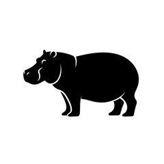 Obraz premium Hippopotamus Silhouette African Wildlife Vector Graphic
