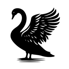 Obraz premium Black Swan Silhouette Elegant Bird Vector Graphic