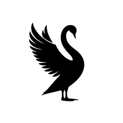 Obraz premium Black Swan Silhouette Elegant Bird Vector Graphic