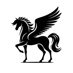 Fototapeta premium Pegasus Black Winged Horse Silhouette Mythological Creature Vector Graphic
