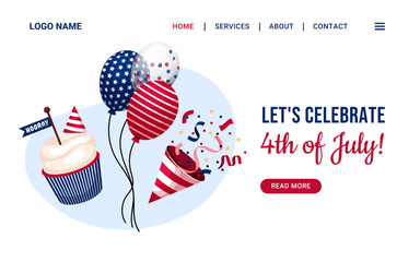 Celebrate Independence Day USA web page banner template