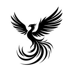 Fototapeta premium Phoenix Black Silhouette Bird Of Myth And Legend
