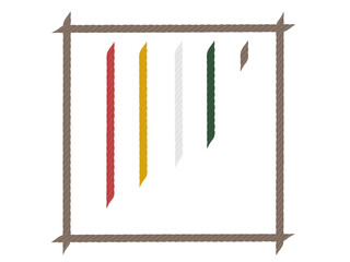 Multicolored ropes on white background