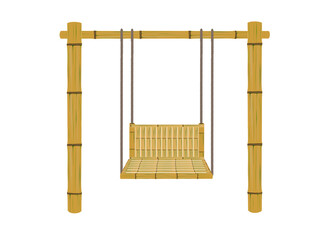 Bamboo swing on white background.
