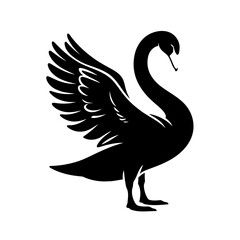 Obraz premium Black Swan Elegant Bird Silhouette Vector Graphic